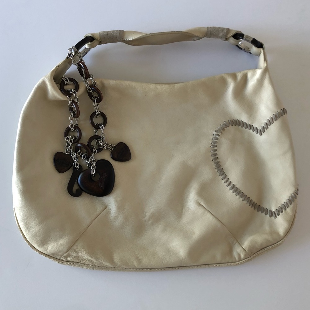 Juicy Couture Ivory Lamb Leather Hobo Purse